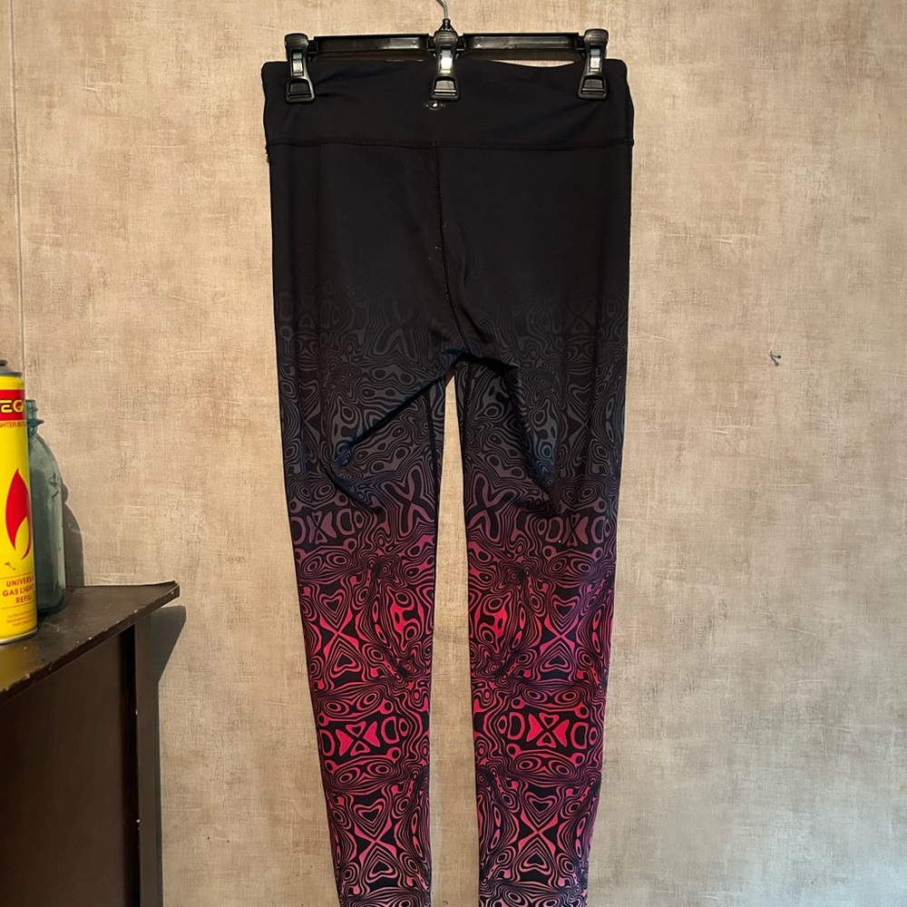 Kids Patterned Leggings - Black and Pink